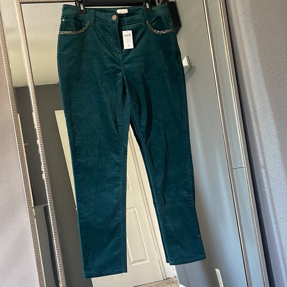 Chicos embellished velveteen Jaggies. 30.5 Goddess Green size 2 - Picture 3 of 8